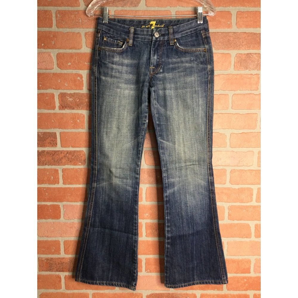7 for All Mankind A Pocket Bootcut Jeans Low Rise Women Size 26 Blue Five-Pocket